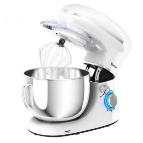 6.3 Quart Tilt-Head Food Stand Mixer 6 Speed 660W-White - Color: White