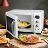 0.9 Cu.ft Retro Countertop Compact Microwave Oven-White - Color: White