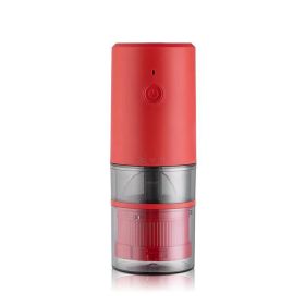 Portable Electric Grinder with Transparent Storage Bin USB Rechargeable Adjustable Coarseness Coffee Grinder Red