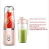 400ml Portable Mini Fruit Blender Electric Wireless Juicer with 6 Blades USB Rechargeable Juicer Cup Pink Cup