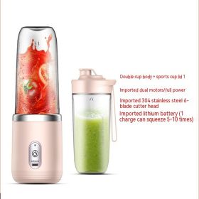 400ml Portable Mini Fruit Blender Electric Wireless Juicer with 6 Blades USB Rechargeable Juicer Cup Pink Cup