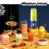 400ml Portable Mini Fruit Blender Electric Wireless Juicer with 6 Blades USB Rechargeable Juicer Cup Pink Cup