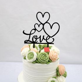 LOVE Wedding Party Acrylic Cake Insert (Color: Black)