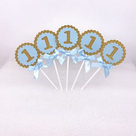 Cake Decoration Insert Card Dessert Table Decoration (Option: Blue 5pcs)